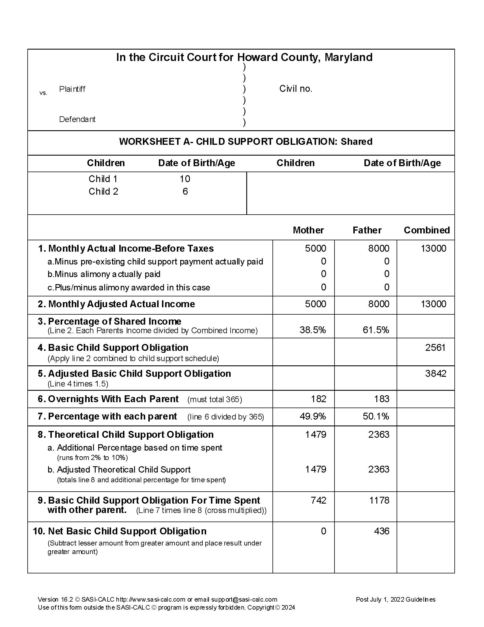 How Much Is Child Support For 1 Kid In Maryland